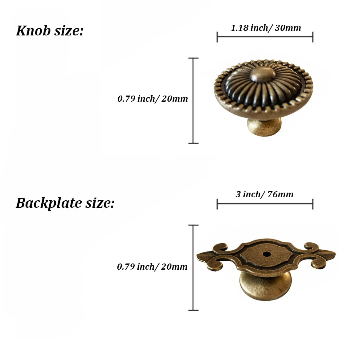 Brass Cabinet Knobs, Vintage Retro Mushroom Drawer Knobs with Backplate, Dresser Pull Handles for Kitchen/Cupboard/Wardrobe/Cabinet (Gold, 4 Pieces)