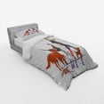 thumbnail image 3 of Dog Duvet Cover Set, Young Modern Girl Taking Pack Dog for a Walk in the Rain Fun Joyful Times Print, Bedding Set with Shams and Fitted Sheet, 3 Sizes, by Ambesonne, 3 of 3