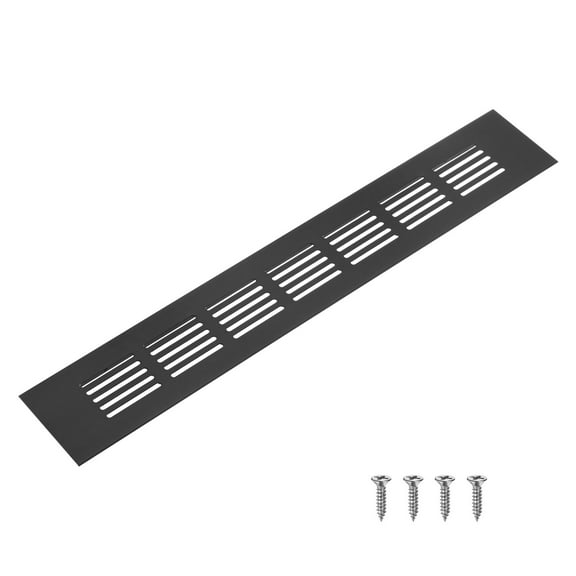 Uxcell 1-Pack Aluminum Alloy Door Air Vent Cover, 12x2"/300x50mm Ventilation Grille with Screws for Cabinet [Black]