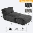 thumbnail image 3 of Sofa Bed, Convertible Modular Floor Chaise Lounge With 3-Zone Ergonomic Support, Removable Corduroy Cover And Anti-Slip Buckles, Sleeper For Reading And Napping In Living Room, Dark Grey, 3 of 8