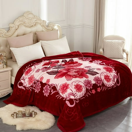Black Soft Fleece - Plush Warm Fleece 10 lb Weighted Blanket, Red Queen Size 79