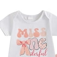 thumbnail image 4 of CAICJ98 Baby Girl 1st Birthday Outfit Short Sleeve Romper T-Shirt Tops Bell Bottom Pants Set 3Pcs Infant Newborn Summer Clothes (White,12-18 Months), 4 of 7