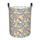thumbnail image 1 of Balery Paisley Floral 5 Cesta de ropa redonda con asas, impermeable, independiente, para ropa, juguetes, dormitorio y familia-Small, 1 of 6