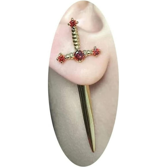 shiyou-Gothic Dagger Sword Stud Earrings for Women Men,Cool Cross Earrings Hiphop Punk Black Cubic Zirconia Dagger Earrings Jewelry Gifts