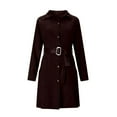 thumbnail image 5 of YueHuiYing Women's Solid Fashionable Long Sleeved Lapel Breasted Short Single-Breasted Shirt Dress With Belt, 5 of 9
