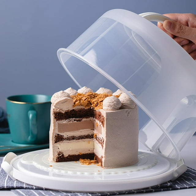 Neinkie Elements Round Cake Carrier Two Sided Cake Holder Serves as Five Section Serving Tray, Portable Cake Stand Cake Box Comes With Handle, Cake Container Holds Pies
