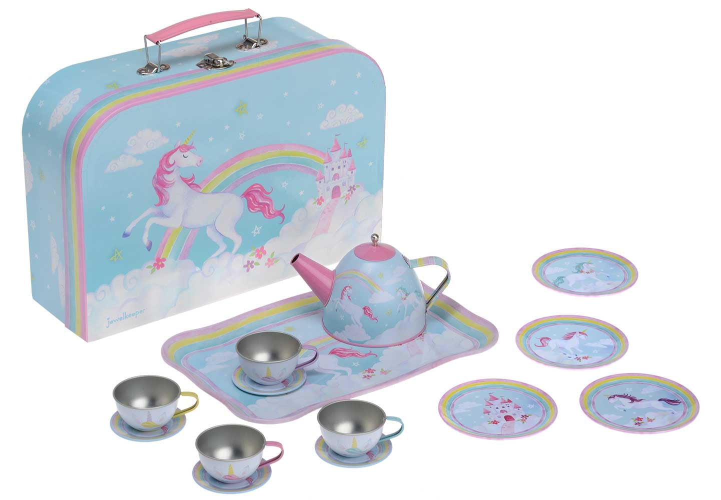 unicorn tin tea set