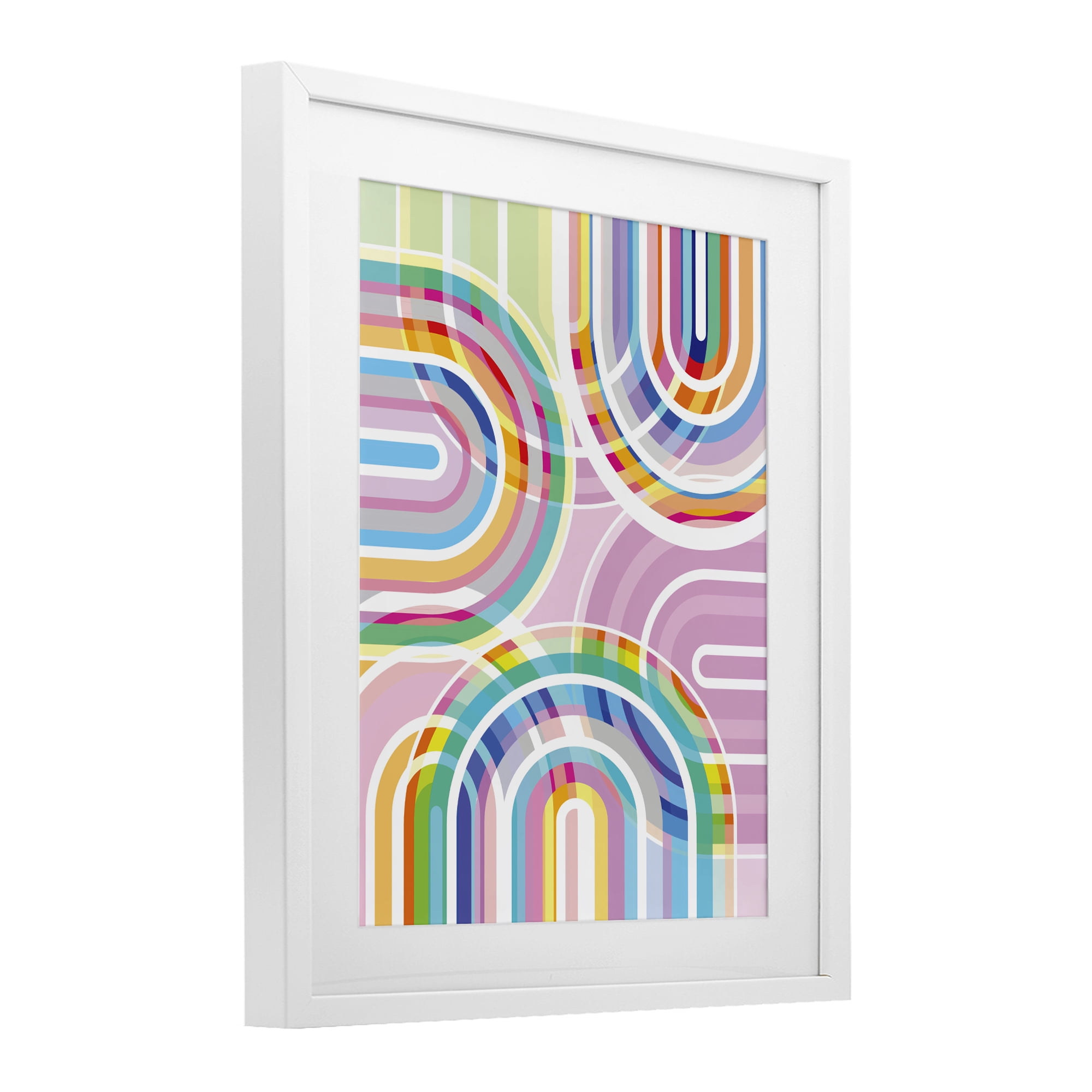 Stupell Industries Bright Playful Rainbow Arches White Framed Print Under Glass, design by Amber Sterling