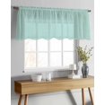 thumbnail image 4 of Linen Mint Green Sheer Curtains Valances for Windows Modern Minimalist Pure Solid Color Chiffon Kitchen Valances for Cafe, Rod Pocket Voile Window Treatments Curtains for Living Room Bedroom, 60"x18", 4 of 9