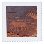3dRose Petroglyphs rock art, Arches National Park, Utah, USA. - Quilt Square, 6 by 6-inch