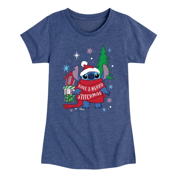 Lilo & Stitch - Merry Stitchmas - Youth Girls Fitted Short Sleeve T-Shirt