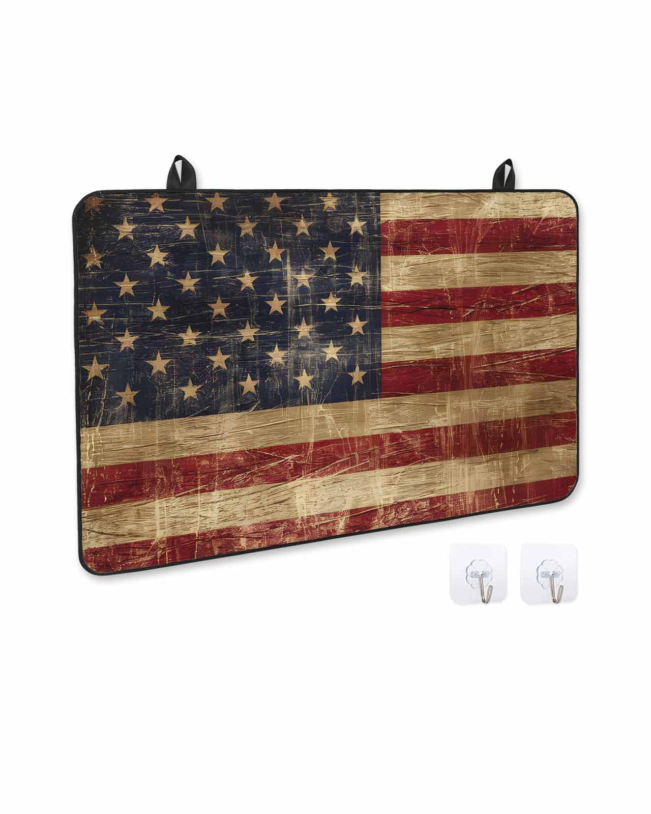 nqOlkjepod Large Induction Cooktop Protector Mat 24"x21", Vintage American Flag Stove Top Covers for Electric Stove, Farmhouse Shabby Retro Red Blue Stove Burner Cover Mats, Glass Top Stove Cover