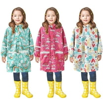 Rain Coat Children Outwear Kids Cartoon Hooded Trench Raincoat Windproof Boys Girls Print Green Rain Ponchos 2-3 Years