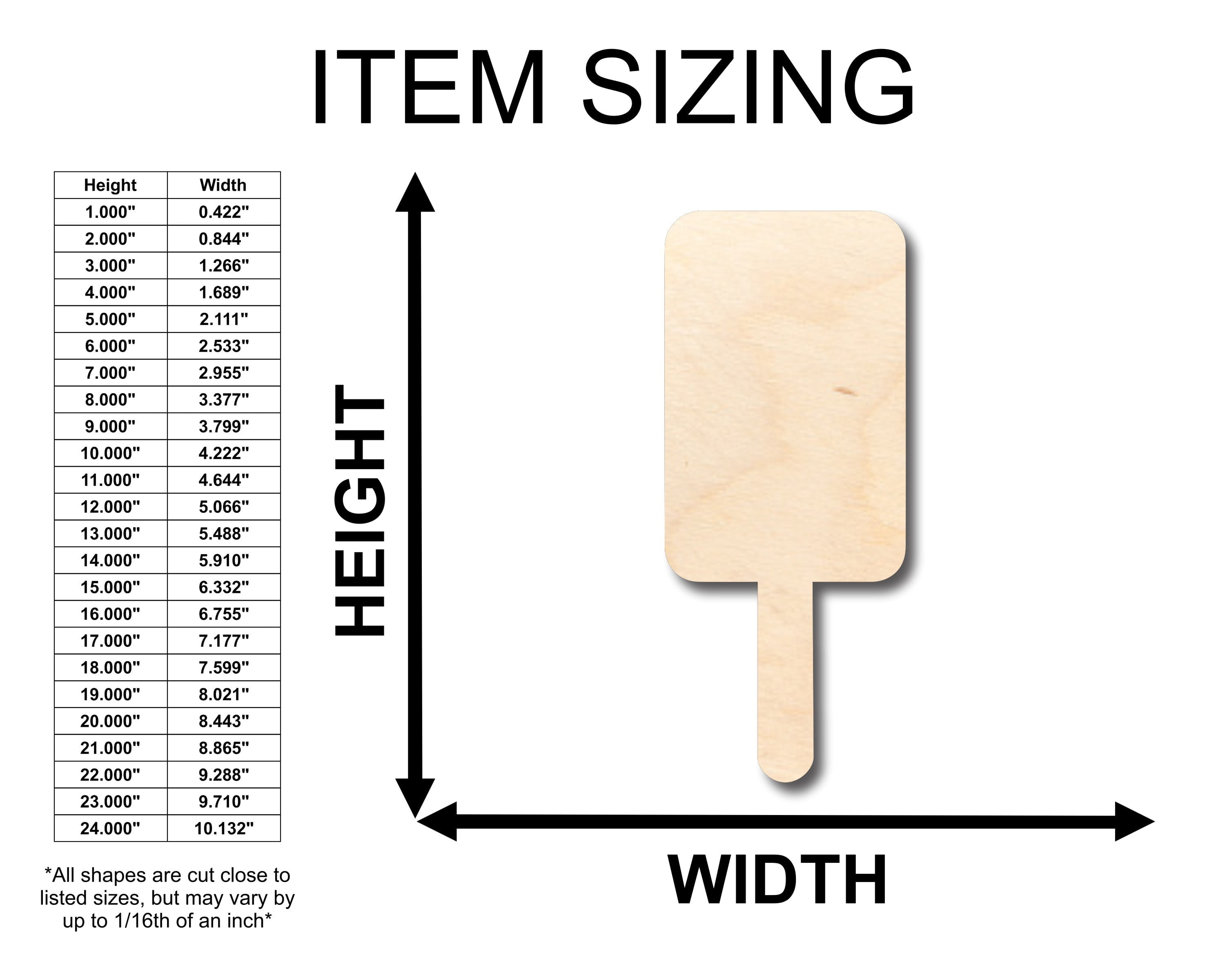 Unfinished Wood Popsicle Shape - Craft - up to 46" DIY 24" / 1"