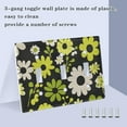 thumbnail image 3 of Yayeee Toggle Light Switch Wall Plate 3-Gang 6.37"x4.48" Decorative Outlet Cover, Green Flower Pattern, 3 of 7