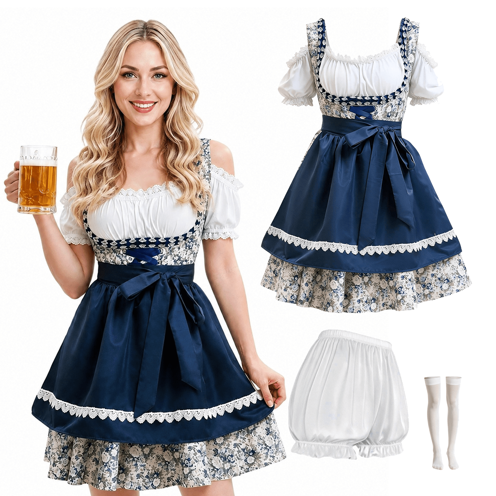 Alaiyaky Oktoberfest Costume for Women German Bavarian Beer Dirndl Dress Outfits for Women Halloween Beer Festival