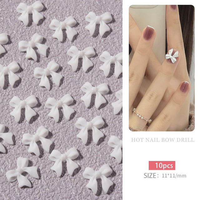 100pcs Bow Resin Nail Art Decorations 3D Bowknot Nail Charm Ornament