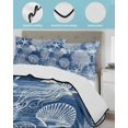 thumbnail image 4 of Quilts Twin-XL Size Bedding Set, Navy Blue Coastal Lightweight Quilted Comforter, Nautical Starfish Coral Jellyfish Shell Sea Soft Bedspread Coverlet with Pillow Covers for All Season, 68" x 98", 4 of 7