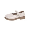 thumbnail image 2 of Spazoro Little Girls Mary Jane Leather Shoes, Non Slip Rubber Flat Sole Pearl Round Toe Padded Insole Dress Shoes for School Party Beige Size 2 Big Kids, 2 of 9