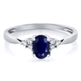 thumbnail image 3 of Gem Stone King 14K White Gold Blue Sapphire and White Diamond Engagement Ring for Women | 0.61 Cttw | Wedding Anniversary Promise Ring for Women | Available 5,6,7,8,9, 3 of 5