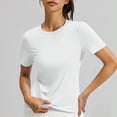 thumbnail image 4 of hotojiny Workout Shirts Women Stretchy Crew Neck Back Cut out T Shirts Athletic Short Sleeve Sun Protection Gym Running Yoga Tops, 4 of 7