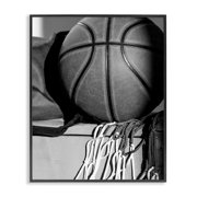 Stupell Industries Basketball Sport Still Life Sports Photography Black Framed Art Print Wall Art, 11 x 14