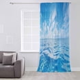 thumbnail image 3 of Blue Summer Beach Semi Sheer Curtains Drapes for Living Room, Bedroom, French Doors Window 54 Inches Long, Seaside Ocean Coastal Nautical Rod Pocket Chiffon Curtain Drapery Voile Draperies Panel, 3 of 6