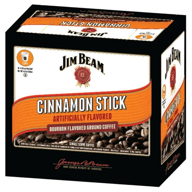 Jim Beam Cinnamon Stick Bourbon Flavored Single Serve Coffee, 18 cups, Keurig 2.0 Compatible ...