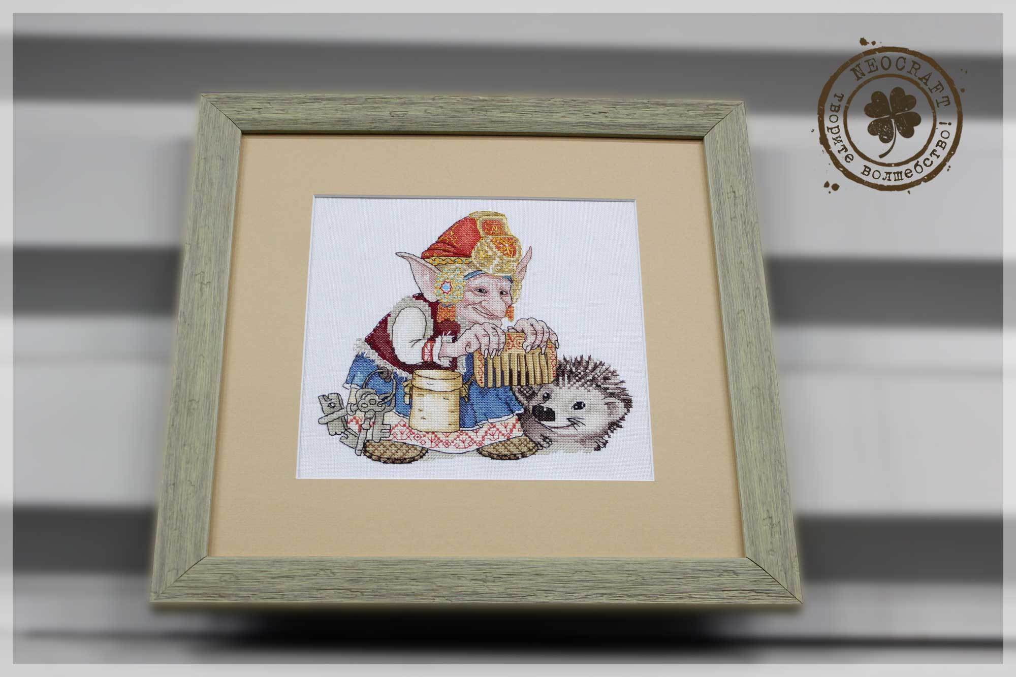 Counted Cross-Stitch Kit Elf With Hedgehog SP-04 Needlework Easy Small Red Fantasy Animal By NeoCraft