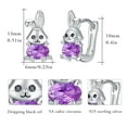 thumbnail image 2 of Cuoka Bunny Hoop Earrings 925 Sterling Silver Purple Zirconia Rabbit Earrings for Women 18K White Gold Plated Hypoallergenic Jewelry Birthday Xmas Gift for Sensitive Ears, 2 of 8