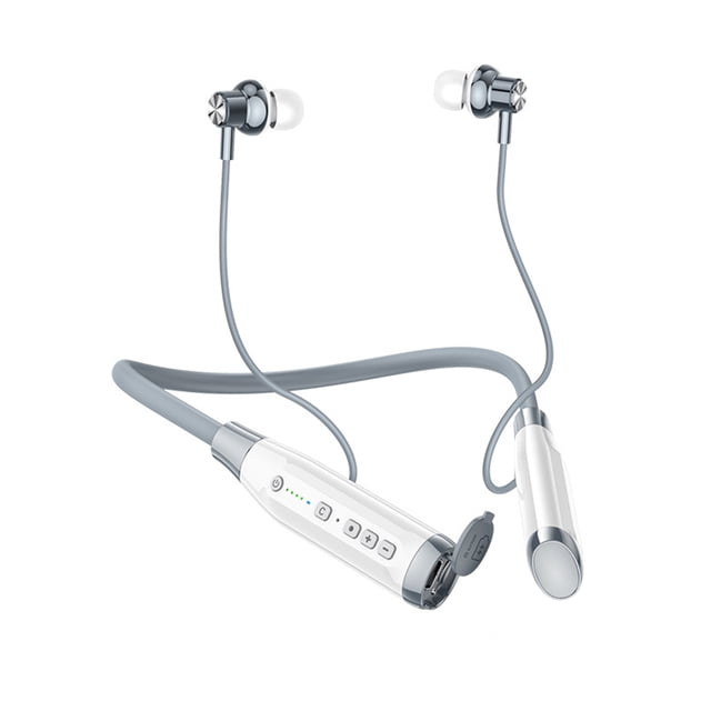 Injueey Auricular colgante de cuello ABS, compatible con Bluetooth, reemplazo de Control de botón, auriculares deportivos, reproductor de Cables de audio/vídeo Blanco Tipo 2