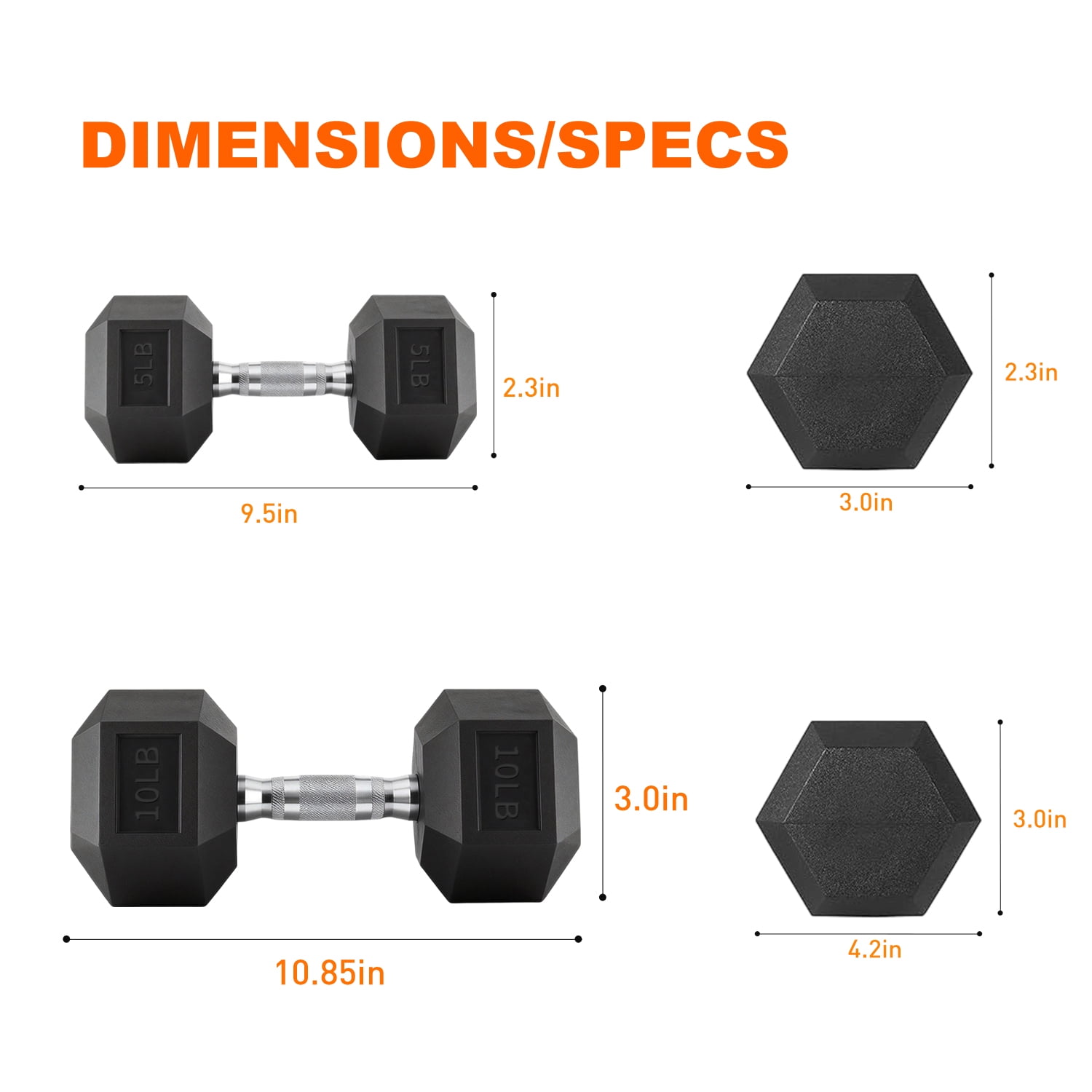 Rubber Hex Dumbbell Set, 15-550 lbs Multiple Weight Options, Premium Coated Free Weights for Home Gym Strength Training & Fitness Workout, Rack Not Included