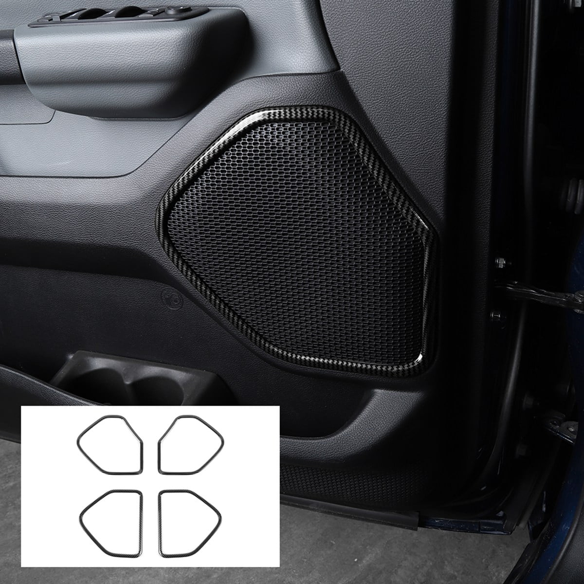 Door Speaker Trim Cover Decor Frame ABS Interior Accessories for Dodge Ram  1500 2018-2021 (Carbon Fiber)