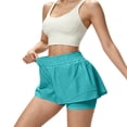 thumbnail image 5 of Dwellite Running Shorts for Women High Waisted Quick Dry Butterfly Flowy Athletic Gym Yoga with Pockets Turquoise L, 5 of 5