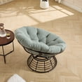 thumbnail image 4 of CQSXDA 360° Swivel Indoor Outdoor Rattan Chair With Brown Frame And Soft Cushion, Ergonomic Papasan For Reading Room Living Room And Bedroom Use, Light Green, 4 of 15