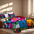 thumbnail image 2 of Davulos Plaid Floral Patchwork Quilt Set Queen Size,3 Pieces Soft Microfiber Summer Bedspread Coverlet Bedding Set for All Season, 2 of 8