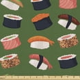 thumbnail image 1 of Sushi Fabric by the Yard Upholstery, Seafood Themed Traditional Sushi Rolls Consisting of Rice Raw Fish Veggies in Seaweed, Decorative Fabric for DIY and Home Accents, 3 Yards, Multicolor by Ambesonne, 1 of 4