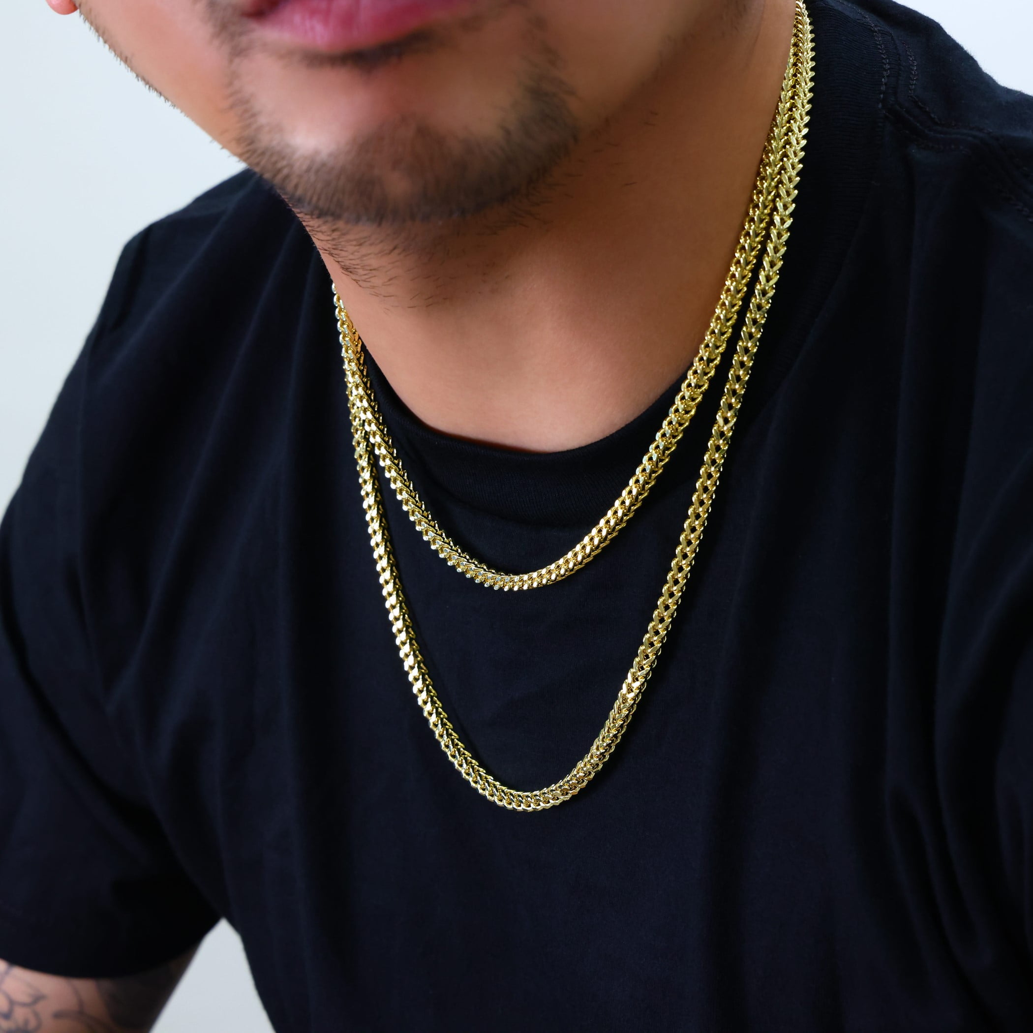 Nuragold 10K Real Yellow Gold Franco Square Chain Wheat Necklace 16"-30" (1.5mm-6mm) Italian Jewelry for Men & Women