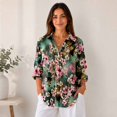 thumbnail image 5 of Women's Plus Size Cherry Blossom Print Button Down Shirt, Long Sleeve Collared Casual Blouse, 5 of 5
