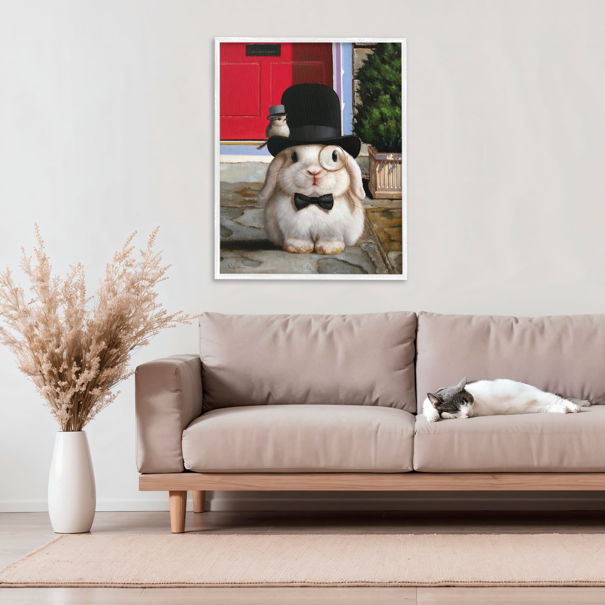 Stupell Industries Lord Bunbury Rabbit White Framed Giclee Art, design by Lucia Heffernan