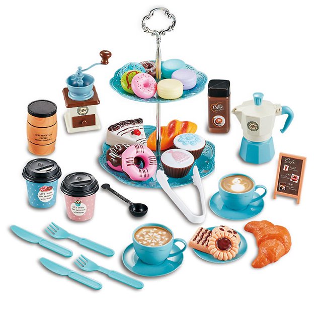 1 Juego de té para niños, juguetes de simulación para interior y exterior, juego de té para jugar, juego de cafetera