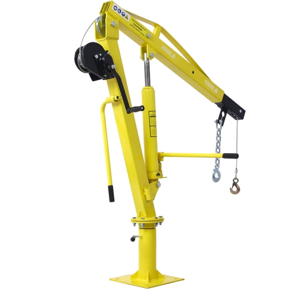 imerelez Hydraulic Pickup Truck Crane with Hand Winch , Pickup Truck Bed Hoist Jib Crane- 2000-Lb. Capacity yellow