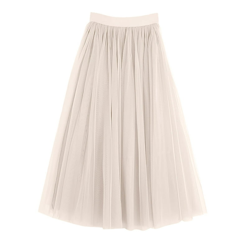 IDALL Maxi Skirt,Pleated Skirts Women's Triple Solid Color Layered Mesh Skirt Puffy Skirt Bustier Tulle Skirts,Summer Skirts,Skirts for Women Beige IDALL Maxi Skirt,Pleated Skirts Women's Triple Solid Color Layered Mesh Skirt Puffy Skirt Bustier Tulle Skirts,Summer Skirts,Skirts for Women Beige