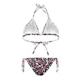 thumbnail image 2 of HELLHERO Women's Leopard Pink Rose Floral Print Two Piece Bikini Set Sexy Backless Swimwear for Beach Pool Vacation Quick Dry Adjustable Halter, 2 of 6