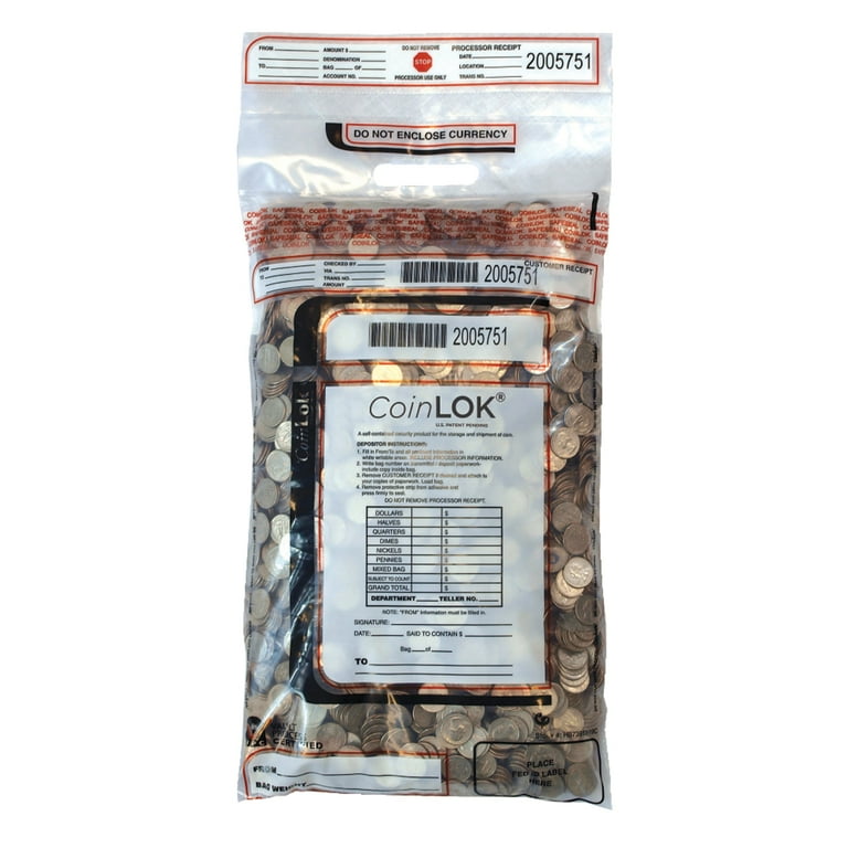 Coin Bag, Plastic, 14.5 x 25, Clear, 50/Pack Coin Bag, Plastic, 14.5 x 25, Clear, 50/Pack