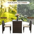 thumbnail image 6 of Costway 3 PCS Cushioned Outdoor Wicker Patio Set Garden Lawn Sofa Furniture Seat Brown No Assembly, 6 of 12