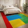 thumbnail image 3 of ODIKA 8'x10' Washable Area Rug Bedside Retro Checkered Hopscotch Block Grid Motif Storybook for Living Room, Under Sectional, Family , Durable, Non-Slip, 3 of 7