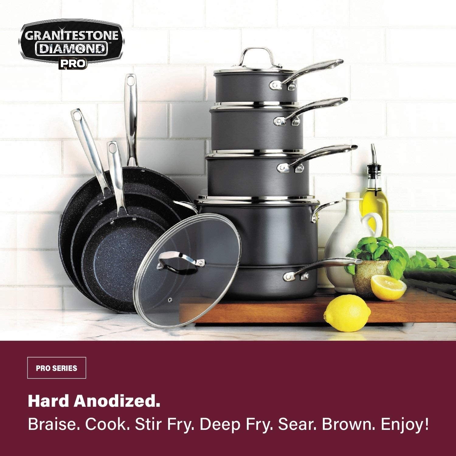 Granitestone 20 PC Kitchen in A Box Pro Series - Hard Anodized - Non-S –