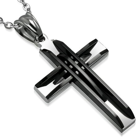 - Stainless Steel Religious Cross Pendant Necklace, 22