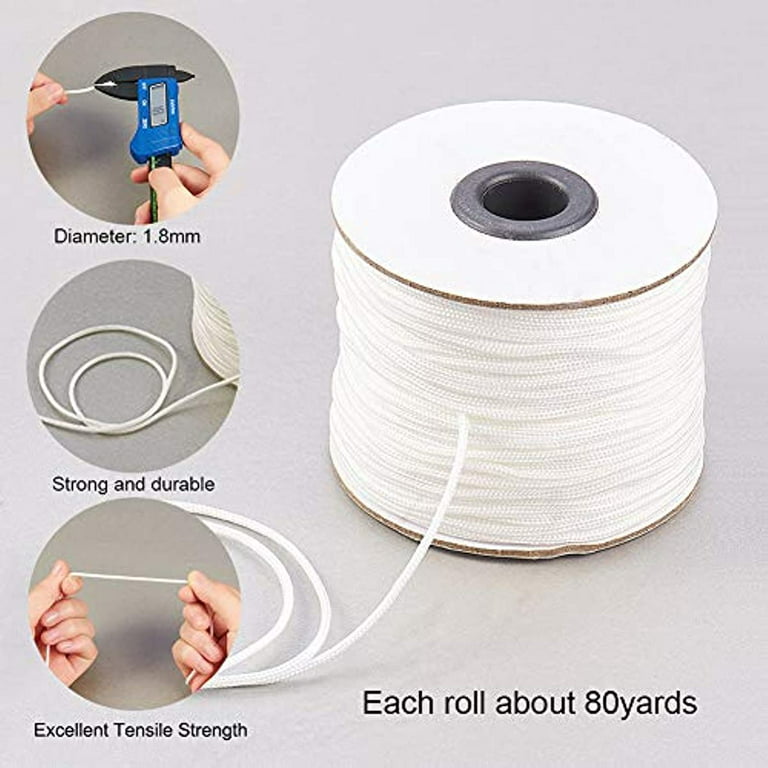 2 Rolls 160 Yards Braided Nylon Lift Shade Cord 1.8mm White Blind Cord  Replacement String Chinese Knotting Beading Thread for Windows Roman Shade  Repair Jewelry Making Craft Projects 